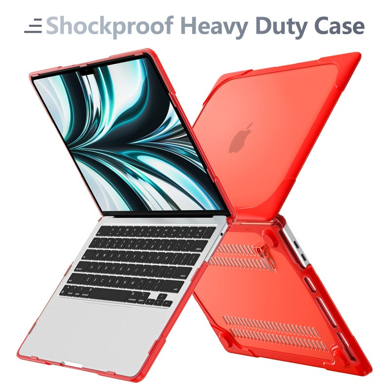 Batianda Heavy Duty Case for MacBook Pro 13 inch 2022 2020 Release A2338 M2 M1 A2289 A2251, Ergonomic Foldable Kickstand (Holds 22lbs) Matte Translucent Shockproof Cover with Spare Parts, Red - Image 3